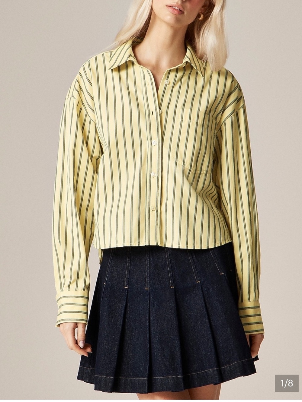 JCrew Cropped Etienne Striped Button-Front Women's Shirt